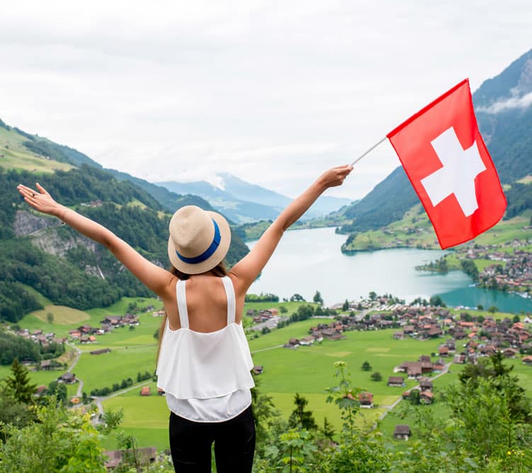Woman traveling in Switzerland
